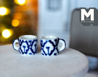 1:12 miniature ceramic coffee mug with handle tea cup set of 2