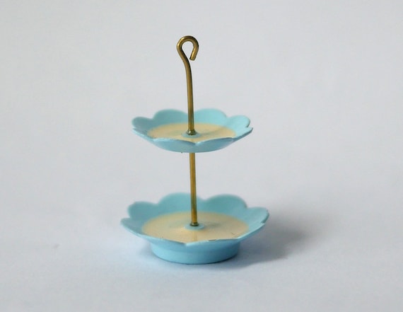 Miniature Green Metal Food Drink Serving Trays Model Toy for 1:12 Dollhouse