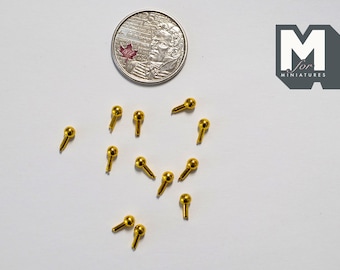 Dollhouse Miniature Round Cabinet Pulls Dresser Knobs Drawer Pulls Door Knobs Brass 12 Piece Pack A049