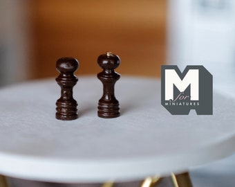 1:12 Dollhouse miniature salt & pepper shaker grinder set of 2 (brown) (plastic) - G068