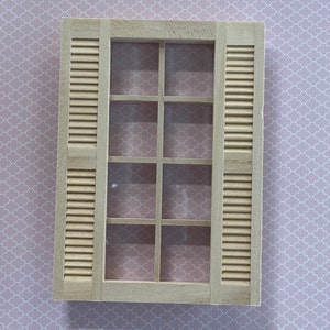 Puppenhaus 4 x 2 Fenster Fensterladen mit Rollläden , Miniatur Fenster mit Rollläden , Puppenhaus