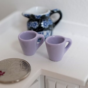 1:12 miniature coffee mug with handle tea cup set of 2 (Purple) - A023