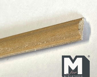 Miniature Half Round Wood Trim Molding for Dollhouse Walls, 11-1/2 inch long