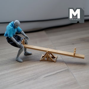 Miniature See-Saw Seesaw 1:12 Scale Dollhouse Supplies Garden Stained Seesaw 7-3/4 inch long - D023