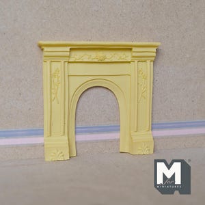 ドールハウス用暖炉 未塗装 1:12スケール ミニチュア暖炉 幅4インチ (鋳造樹脂) (クリーム) - K033