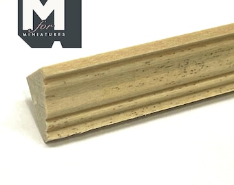 Miniature Ridged Wood Cornice Molding for Dollhouse Ceilings, 12 inch long
