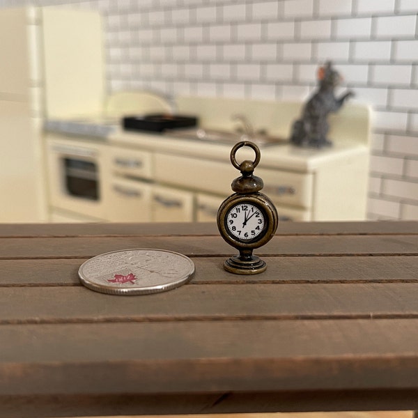 Dollhouse Miniature Metal Antique Style Table Clock 1:12 Scale - B050