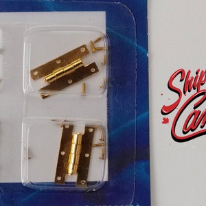 Dollhouse Supplies Miniature Brass Hinge with Nails 4 Knuckles 4 pack Door hinges Window hinges J024