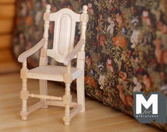 Dollhouse Supplies Miniature unpainted  wooden dinning chair dolls house wood chair 1:12 miniature - D008