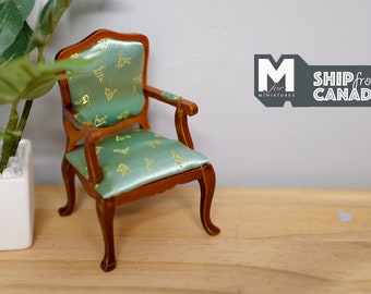 Dollhouse Supplies Dining Chair 1:12 Scale Miniature Wood Furniture Armchair 3-1/8 inch tall - C015