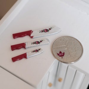 1:12 Dollhouse Supplies Kitchen Knife Set Miniature Cooking Knife Set of 3 - F073