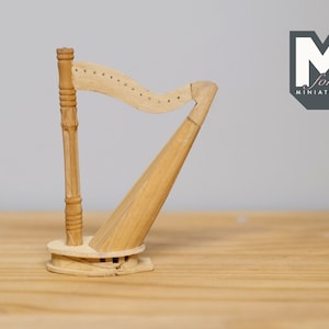 Dollhouse Supplies miniature unfinished harp 1 12 scale lever celtic pedal harp DIY - I027