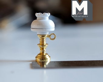 1:12 Scale Miniature Gas Lamp Dollhouse metal desk lamp, lighting, living room table light 1-5/8" tall (will not light up) - C085