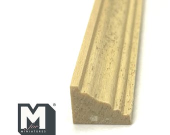 Miniature Ridged Wood Cornice Molding for Dollhouse Ceilings, 17-11/16 inch long