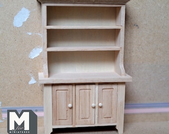 Onvoltooide poppenhuis keukenkast opbergplanken schaal 1:12 miniatuur schotelkast 3 niveaus planken boekenplanken 5-13/16 inch hoog - H005