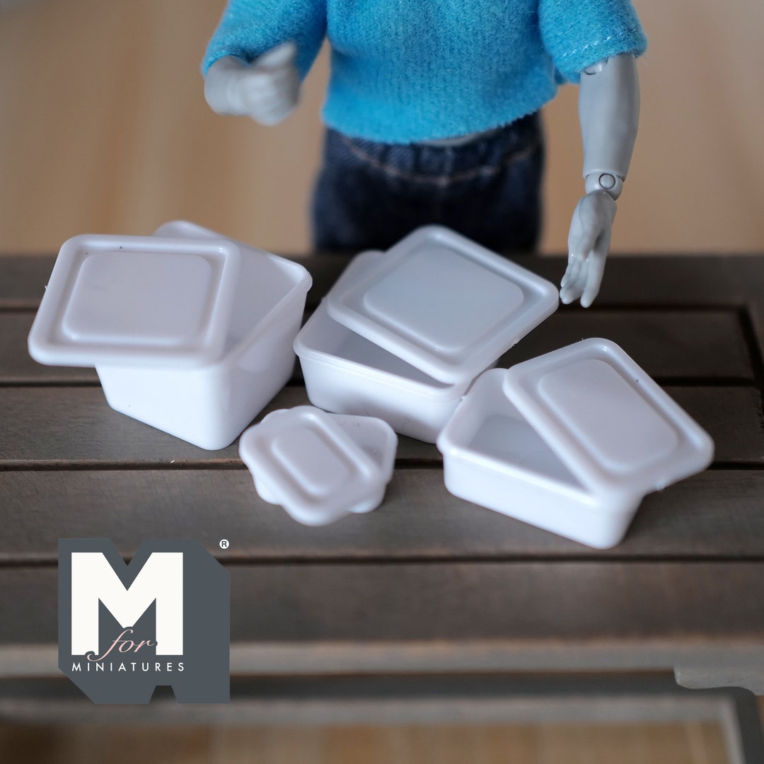 112 Scale Dollhouse Miniature Plastic Food Containers With Lids Dolls