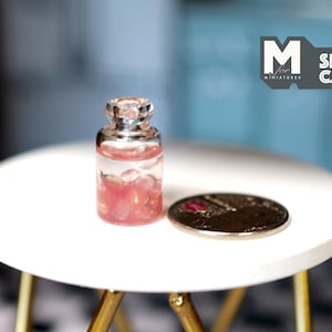 Dollhouse Supplies Miniature Summer drink , Bottle of Juice with ice (pink) - E094