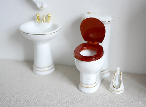 Dollhouse Bathroom Set Dolls House 5 Piece Bath Tub Faucet Etsy