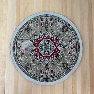 1:12 Miniature Round Area Rug , Dollhouse Supplies Round Living Room Carpet , Circular Hearts Rug - Z10