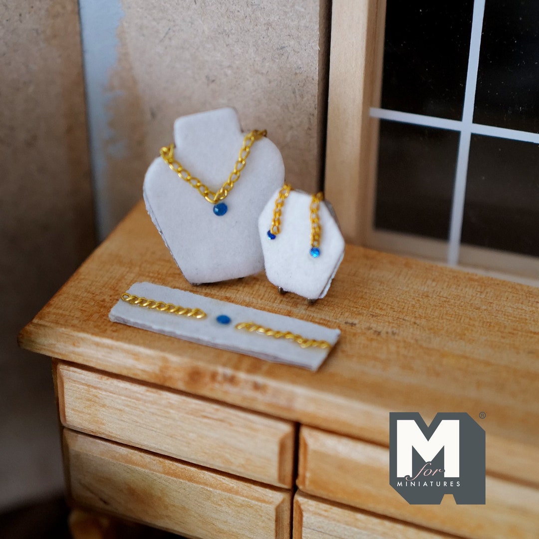 Dollhouse Jewelry Set With Necklace Earrings and Bracelet , 112 Scale