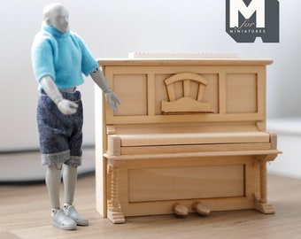 Dollhouse Upright Piano 1:12 Scale Miniature Vertical Piano Unfinished - TS2A