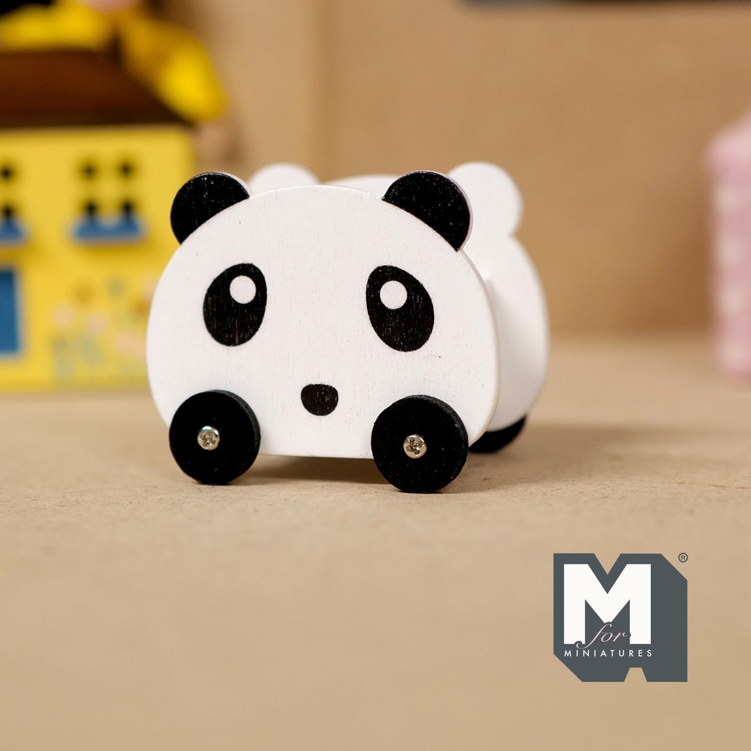 Miniature Panda Storage Cart 112 Scale Dollhouse Kid's Room Storage Toy Box Etsy