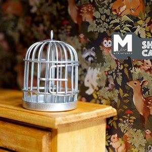 Dollhouse Miniature 1:12 Sliver Bird Cage, Doll House Miniature, Birdcage (Can open) - D093