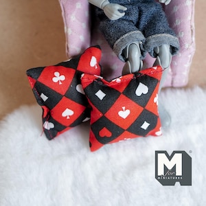 Lot de 2 coussins imprimés pour costume de cartes miniatures, 1-3/4 po. de large (tissu et polyester) - C027