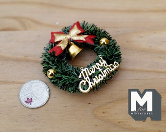 1:12 Dollhouse Supplies Christmas decoration miniature Christmas wreath with ornaments and bell Christmas garland G102