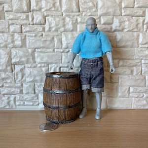 Dollhouse Wooden Wine Barrel, Dollhouse Miniature Wooden Beer Wine Barrel - C041