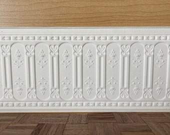 Dollhouse Wainscot Beadboard Wall Panel Sheet Miniature Wall Decoration - 13.5&quot; x 3-1/4&quot;