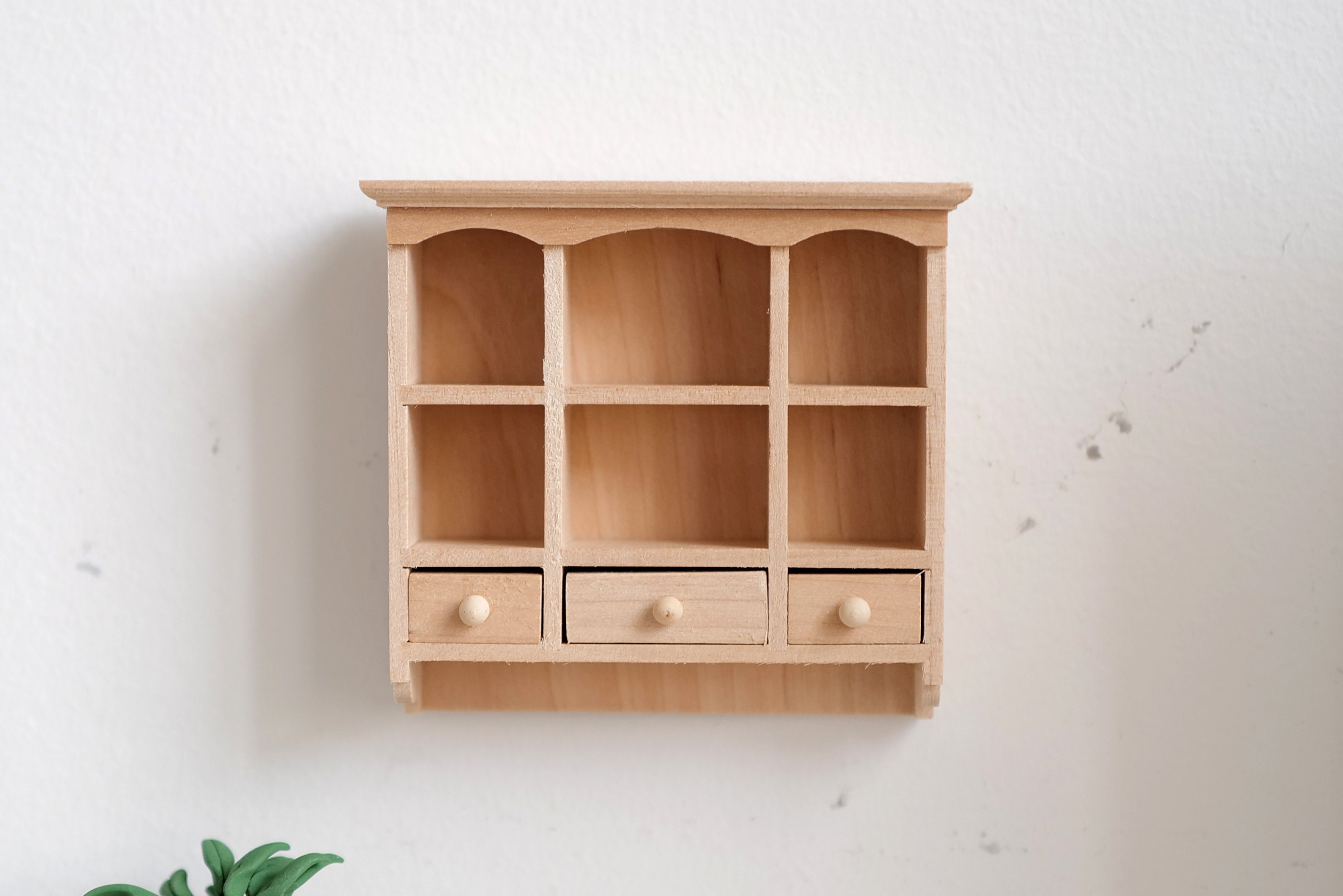 1:12 Scale Dollhouse Miniature Hanging Wall Cupboard – Wood & Plastic, Kitchen/Dining Shelf – 0.94x5.11x2.76 Inches - View #3
