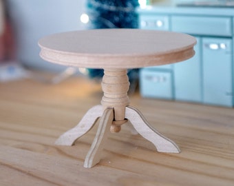1:12 1 Zoll Maßstab Unvollendete Miniatur Holz Runde Esstisch - K006