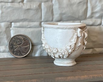 Maceta de flores para casa de muñecas, maceta en miniatura de base plana, maceta a escala 1:12, maceta de tres cuartos de círculo, jarrón de flores - C104