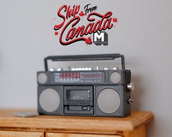 Miniature Portable Cassette Player and Radio with Cassette Tape, Portable Tape Player 1:12 Scale  (gray) - E099