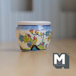 Vaso per albero in ceramica a tema fenice in miniatura per casa delle bambole, di grandi dimensioni, in scala 1:12, per forniture per casa delle bambole, 1-3/4&quot; (diametro) - B059
