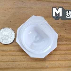 Dollhouse Bathroom Sink 1:12 Scale Miniature Pre-Assembled Sink Vanity Round White Sink  - J052