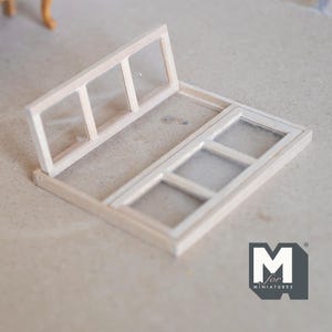 I029 Fensterrahmen 6 Scheiben 1:12 Miniaturfenster Unbehandelt 10 cm hoch