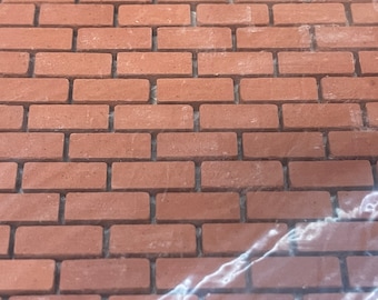 1:12 Miniature Meshed Mounted Clay Brick Sheet - 11"-3/4 x 5-13/16" - K046