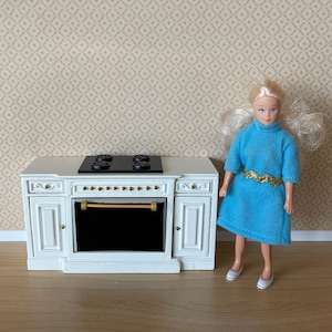 Cuisinière miniature pour maison de poupée à l'échelle 1:12, cuisinière miniature avec table de cuisson, cuisinière et rangement - K023