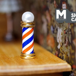 Barbería en miniatura para casa de muñecas (escala 1:12) / Poste de barbería / Latón 1-3/16" (alto) - H025