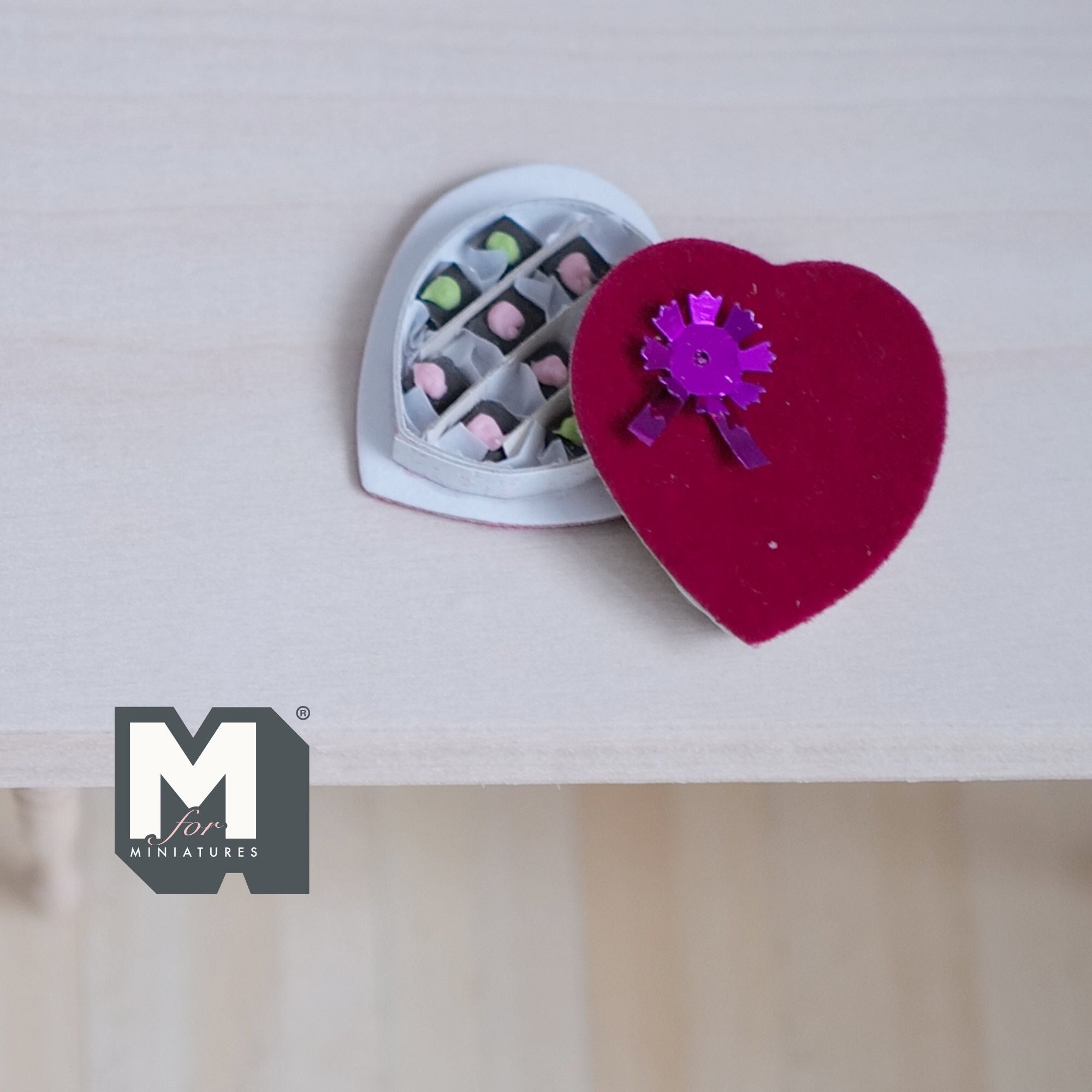 Dollhouse Supplies Miniature Heart Shaped Box of Chocolates (non-edible) - E027