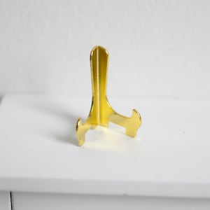 1:12 Metall Puppenhaus Miniatur Plattenständer / Bilderständer / Buchhalter / Plattenhalter (Gold) - C026