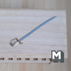 Miniature Metal Sword 1:12 Scale Mid Century Style Blade Metal Sabre 2-5/8 inch long (dull non-working) - H026