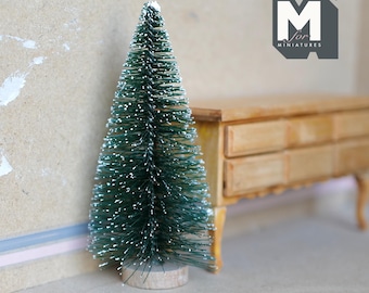 1:12 Scale Dollhouse Christmas Tree with Snow Miniature Tree Ornament 3-3/4 inch tall - F008