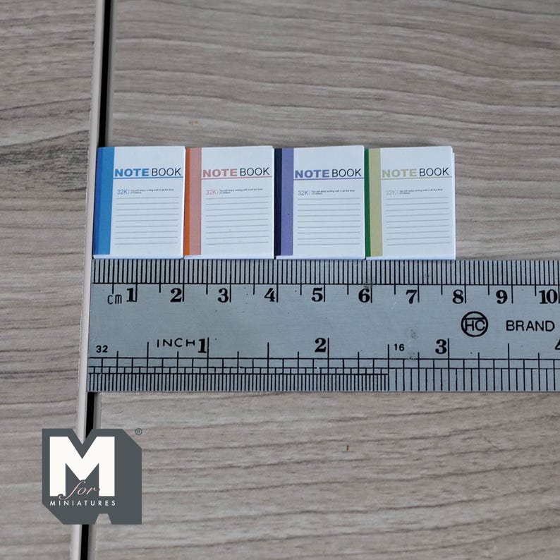 Mini Ruler For Small Notebook Miniature Notebooks Set of 4 , 1:12 Scale Dollhouse Supplies ...