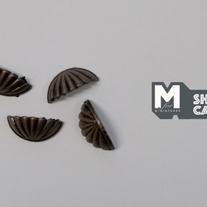 Dollhouse Miniature Half Moon Cabinet Pulls Dresser Pulls Drawer Pulls Door Pulls Bronze 4 Piece Pack (V) A049