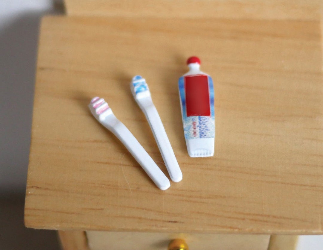 Dollhouse Miniature Toothpaste and Tooth Brush Toothbrush Set Etsy UK