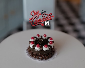 Miniature de maison de poupée à l'échelle 1:12, gâteau aux cerises et au chocolat E012