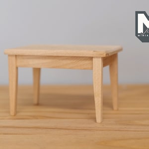 1:12 Dollhouse miniature unfinished wooden kitchen prep table 4 inch long - K049